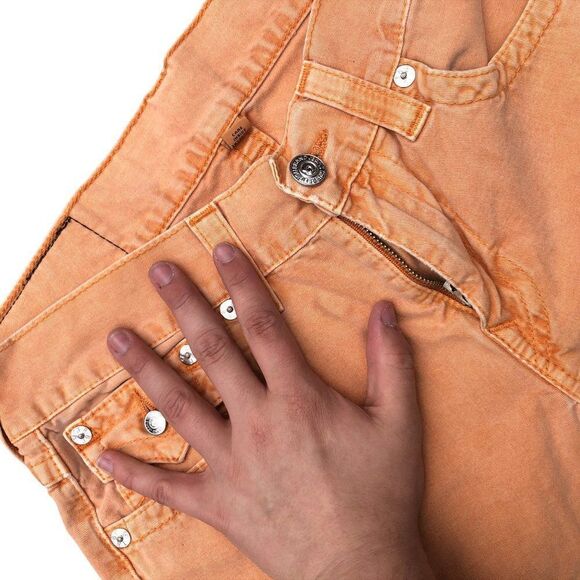 True Religion Jeans Size 32 STRAIGHT CUT OFF Orange - Picture 8 of 9